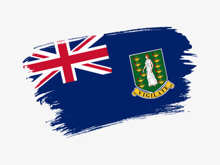 Wall Mural - British Virgin Islands flag made in textured brush stroke. Patriotic country flag on white background