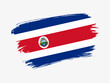 Costa Rica flag made in textured brush stroke. Patriotic country flag on white background