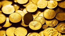 Closeup Of A Pile Of Gold Coins