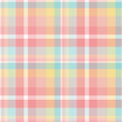 Seamless tartan plaid pattern Summer in Pink, Blue and Yellow Color.