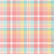Seamless Tartan Plaid Pattern Summer In Pink, Blue And Yellow Color.