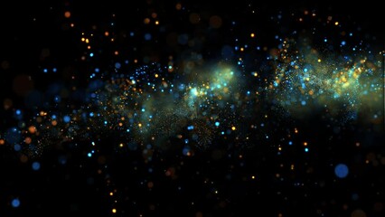 Wall Mural - Blue Yellow Glittering Particles Loop Background