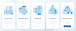 Sources of long term financing blue onboarding mobile app screen. Walkthrough 5 steps editable graphic instructions with linear concepts. UI, UX, GUI template. Myriad Pro-Bold, Regular fonts used