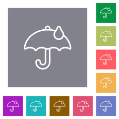 Poster - Umbrella with single raindrop outline square flat icons