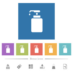 Poster - Liquid soap flat white icons in square backgrounds