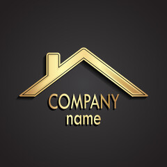 Wall Mural - 3d gold house roof logo