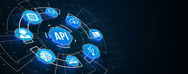 Internet, business, Technology and network concept. Application Programming Interface. Software development tool. 3d illustration.