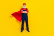 © deagreez - Full size photo of best retired carpenter loader plumber standing crossed arms isolated on bright color background