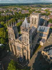 Wall Mural - Top view of a York Minster Cathedral during the evening