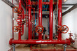 Room Fire suppression system installation with a alarm check valve. Fire suppression system and fire equipment Room.