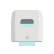 Paper towel dispenser isolated on white background.  
Napkin dispenser device for public toilets. Hygiene concept. Vector stock