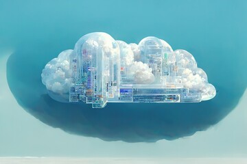 Aufkleber - Cloud Computing Concept. Cloud storage in data center. Servers of global internet network. 3d illustration