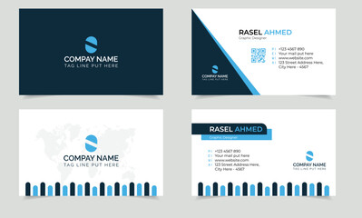  Corporate Business Card Design, Modern Clean Business Card Template Vector.