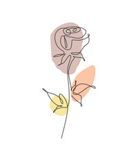 Wall Mural - single continuous line drawing minimalist beauty red rose flower. floral concept for posters, wall a