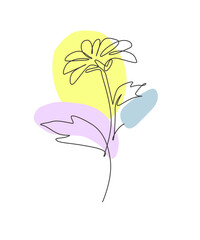 Wall Mural - one continuous line drawing beautiful abstract sun flower. minimal fresh beauty natural concept. hom