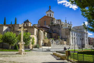 City of Valladolid, Spain. Ciity streets of Valladolid, with the Zorrilla Square, Valladolid Cathedral and St Mary´s Church