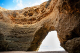 Fototapeta Sawanna - Maria Luisa beach with rock formation in Albufeira, Algarve, Portugal.