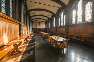 Canvas Print - Belgique Wallonie Maredsous abbaye monastere eglise religion tourisme patrimoine architecture refectoire moines