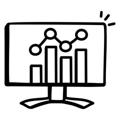 Canvas Print - ready to use line icon of online statistics