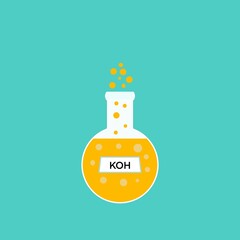 Poster - illustration, potassium hydroxide in glass, chemical in the laboratory and industry