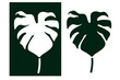 Monstera leaf stencil. Tropical leaf silhouette