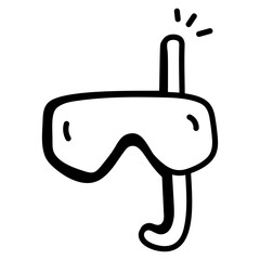 Sticker - An editable hand drawn icon of snorkelling 