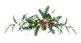 Fototapeta  - Emerald christmas greenery, spruce, fir, cedar, pine cones vector design bouquet