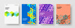 © pro - Clean presentation A4 design vector template bundle. Unique mosaic tiles pamphlet layout set.