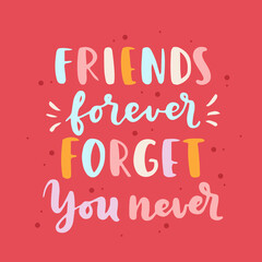 happy friendship day cute hand lettering. best friends forever. greeting card typography template. m