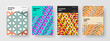 © pro - Vivid geometric pattern leaflet concept collection. Creative catalog cover design vector illustration set.