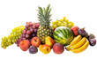PNG.  Tropical fruits pineapple, watermelon, grapes, peaches, pears, figs, tangerines, bananas 
