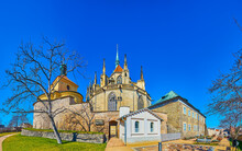 Panorama Of St Bartholomew Church From Zahrady Na Parkane Garden, Kolin, Czech Republic