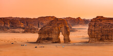 The Famous Elephant Rock And It's Surrounding Valley In The Desert. An Image From Al Ula, Saudi Arabia.