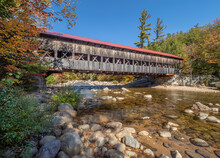 Covered Bridge Near Albany, New Hampshire During The Fall Season