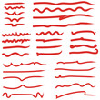 © Edin - Handmade Collection Set Of Red Underline Vector . Doodle Style Different Shapes