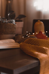 Wall Mural - autumn photo on table with candles