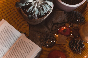 Wall Mural - autumn photo on table with candles