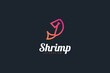 Simple and Minimal Shrimp Logo Design with Colorful Gradient Concept. Prawn Logo, Great for Seafood Restaurant Logo