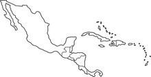 Doodle Freehand Drawing Of Central America Map.