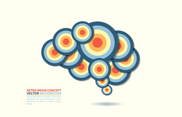 Retro colors brain concept in vector illustration	
