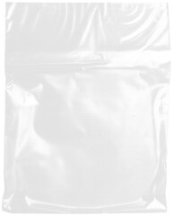plastic transparent cellophane bag on white background. the texture looks blank and shiny. the plast