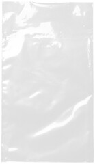 plastic transparent cellophane bag on white background. The texture looks blank and shiny. The plastic surface is wrinkly and tattered making abstract pattern.