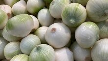 Close Up Of A Pile Of Fresh White Onions