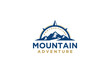 © 21graphic - Mountain logo compass windrose design rounded shape rocky peak adventure outdoor