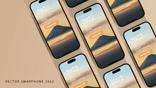 New iPhone 14 Pro mockup. iPhone 14 realistic vector. Phone mockup in front. Vector illustration. Smartphone mockup collection	