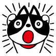 手描きのハチワレ猫　びっくりポーズ