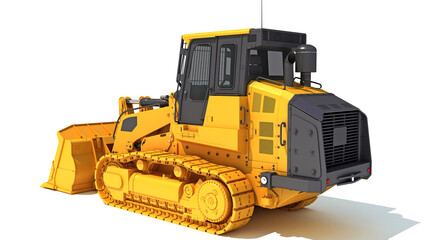 Wall Mural - Track Loader heavy construction machinery 3D rendering on white background