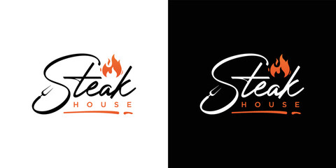 vintage steak house logo. retro style grill restaurant emblem. vector illustration