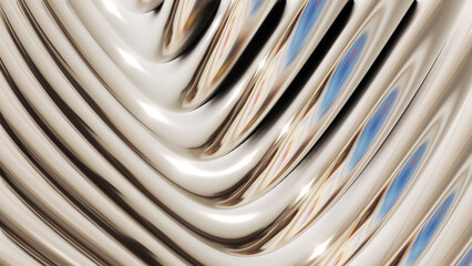 Poster - Silver metallic background, shiny chrome striped 3D metal abstract background