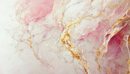 Wall Mural - Gold and pink luxurious marble textured background. Abstract design, 4k wallpaper. 3d illustration